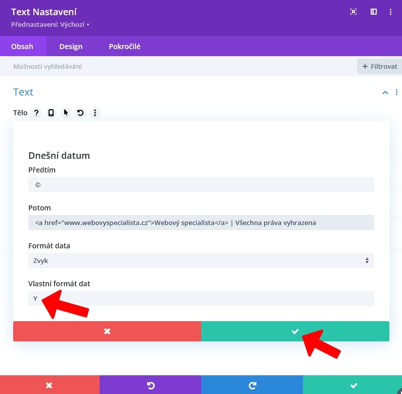 Automatická změna roku v patičce 4 Automatická změna roku
